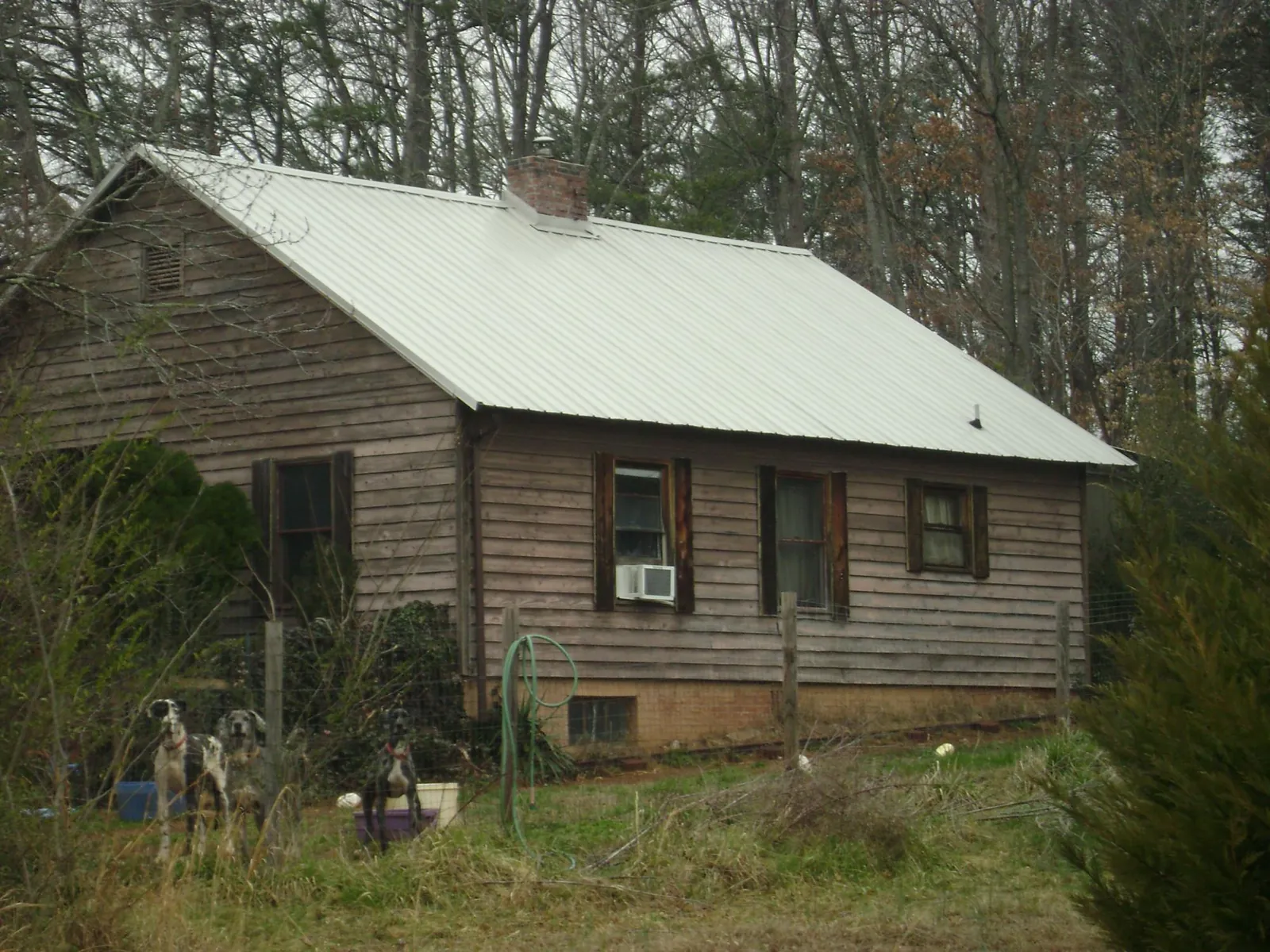 White metal roof on an old wood sided farmhouse, from a Asphalt Shingle Roof Repair job in Sunland